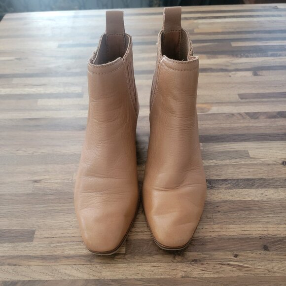 Lucky Brand Brown Tan Ilisse Leather Ankle Bootie Cowboy Slip On - Picture 3 of 16